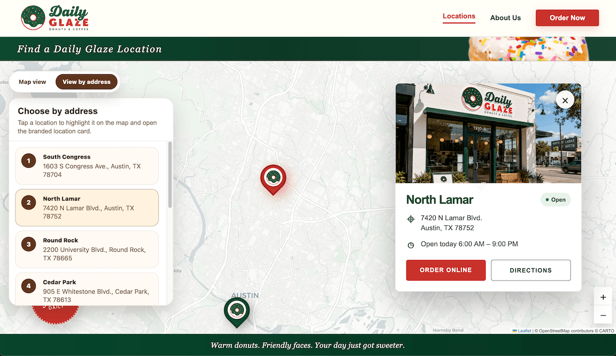 Custom branded locator example